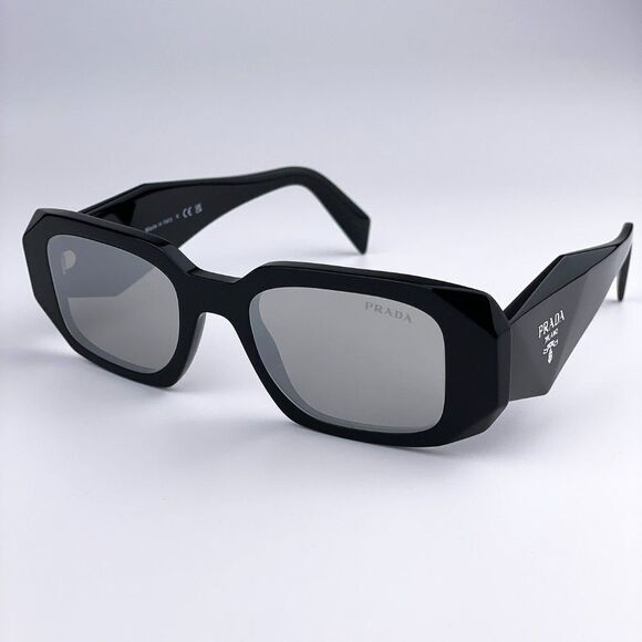 NEW Prada PR17WS 1AB2B0 Black Light Gray Mirrored Silver Square Unisex main image 5
